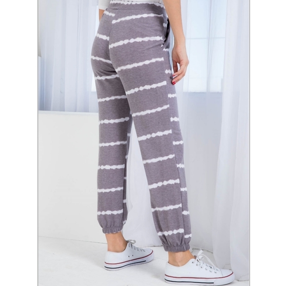 Grey & Ivory Tie Dye Pants - Picture 2 of 8